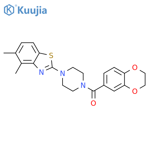 2,3-dihydro-1,4-benzodioxin-6-yl-[4-(4,5-dimethyl-1,3-benzothiazol-2-yl)piperazin-1-yl]methanone structure