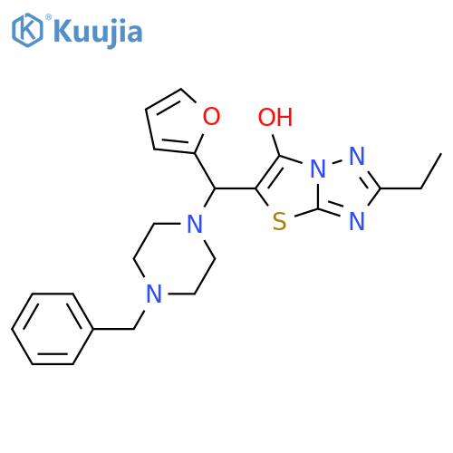 5-(4-benzylpiperazin-1-yl)(furan-2-yl)methyl-2-ethyl-1,2,4triazolo3,2-b1,3thiazol-6-ol structure