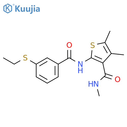 2-3-(ethylsulfanyl)benzamido-N,4,5-trimethylthiophene-3-carboxamide structure