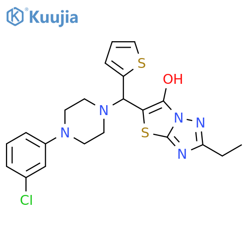 5-{4-(3-chlorophenyl)piperazin-1-yl(thiophen-2-yl)methyl}-2-ethyl-1,2,4triazolo3,2-b1,3thiazol-6-ol structure