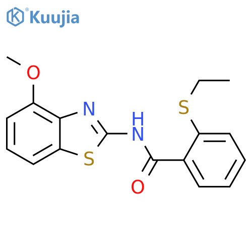 2-(ethylsulfanyl)-N-(4-methoxy-1,3-benzothiazol-2-yl)benzamide structure