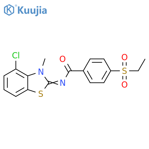 N-(2E)-4-chloro-3-methyl-2,3-dihydro-1,3-benzothiazol-2-ylidene-4-(ethanesulfonyl)benzamide structure