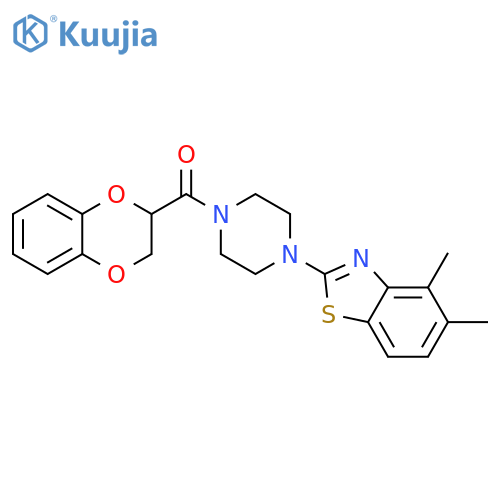 2-4-(2,3-dihydro-1,4-benzodioxine-2-carbonyl)piperazin-1-yl-4,5-dimethyl-1,3-benzothiazole structure
