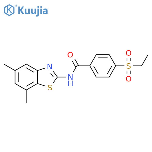 N-(5,7-dimethyl-1,3-benzothiazol-2-yl)-4-(ethanesulfonyl)benzamide structure