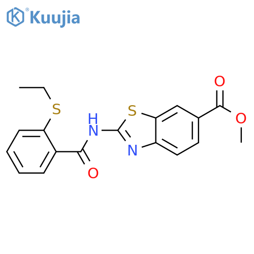 methyl 2-2-(ethylsulfanyl)benzamido-1,3-benzothiazole-6-carboxylate structure
