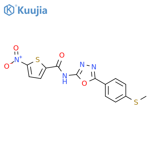 N-{5-4-(methylsulfanyl)phenyl-1,3,4-oxadiazol-2-yl}-5-nitrothiophene-2-carboxamide structure