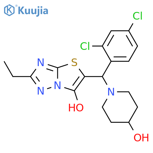 1-(2,4-dichlorophenyl)({2-ethyl-6-hydroxy-1,2,4triazolo3,2-b1,3thiazol-5-yl})methylpiperidin-4-ol structure