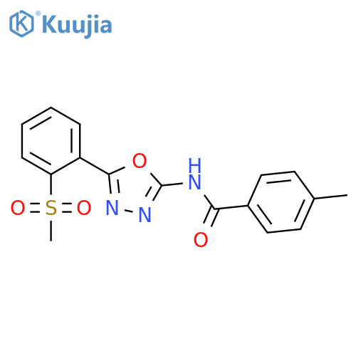 N-5-(2-methanesulfonylphenyl)-1,3,4-oxadiazol-2-yl-4-methylbenzamide structure