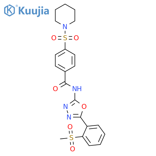 N-5-(2-methanesulfonylphenyl)-1,3,4-oxadiazol-2-yl-4-(piperidine-1-sulfonyl)benzamide structure
