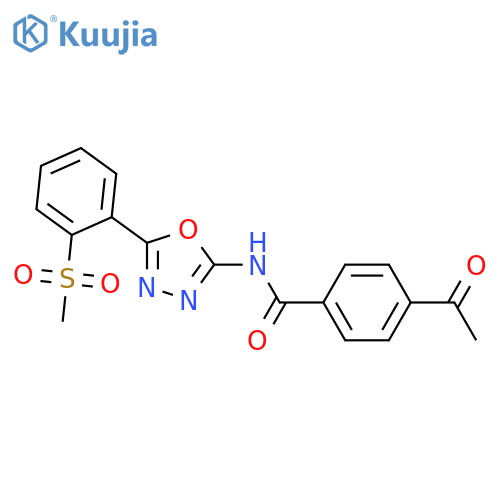 4-acetyl-N-5-(2-methanesulfonylphenyl)-1,3,4-oxadiazol-2-ylbenzamide structure