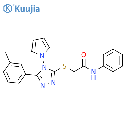 2-{5-(3-methylphenyl)-4-(1H-pyrrol-1-yl)-4H-1,2,4-triazol-3-ylsulfanyl}-N-phenylacetamide structure