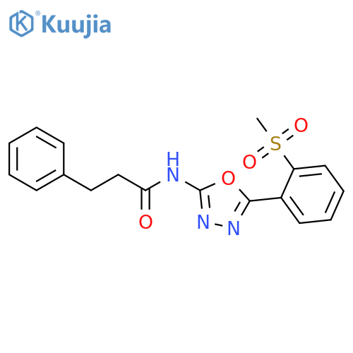 N-5-(2-methanesulfonylphenyl)-1,3,4-oxadiazol-2-yl-3-phenylpropanamide structure