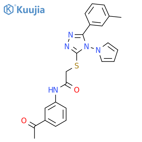 N-(3-acetylphenyl)-2-{5-(3-methylphenyl)-4-(1H-pyrrol-1-yl)-4H-1,2,4-triazol-3-ylsulfanyl}acetamide structure