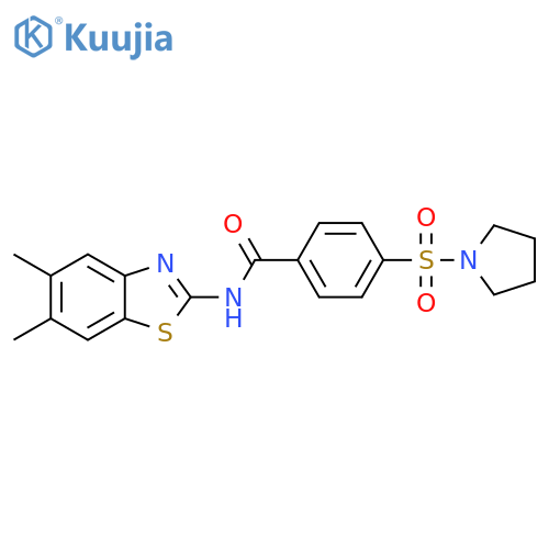 N-(5,6-dimethyl-1,3-benzothiazol-2-yl)-4-(pyrrolidine-1-sulfonyl)benzamide structure