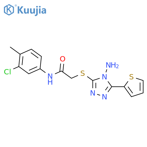 2-{4-amino-5-(thiophen-2-yl)-4H-1,2,4-triazol-3-ylsulfanyl}-N-(3-chloro-4-methylphenyl)acetamide structure