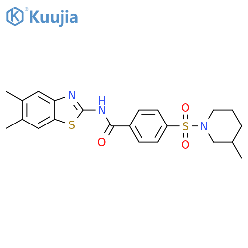 N-(5,6-dimethyl-1,3-benzothiazol-2-yl)-4-(3-methylpiperidin-1-yl)sulfonylbenzamide structure