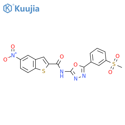 N-5-(3-methanesulfonylphenyl)-1,3,4-oxadiazol-2-yl-5-nitro-1-benzothiophene-2-carboxamide structure