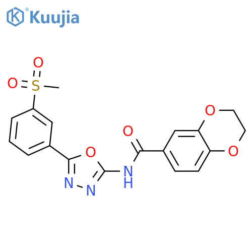 N-5-(3-methanesulfonylphenyl)-1,3,4-oxadiazol-2-yl-2,3-dihydro-1,4-benzodioxine-6-carboxamide structure