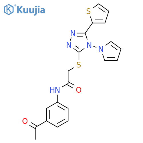 N-(3-acetylphenyl)-2-{4-(1H-pyrrol-1-yl)-5-(thiophen-2-yl)-4H-1,2,4-triazol-3-ylsulfanyl}acetamide structure