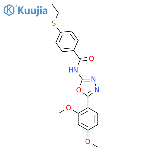 N-5-(2,4-dimethoxyphenyl)-1,3,4-oxadiazol-2-yl-4-(ethylsulfanyl)benzamide structure