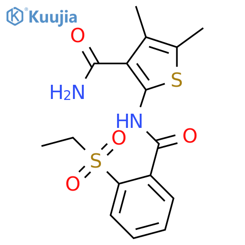 2-2-(ethanesulfonyl)benzamido-4,5-dimethylthiophene-3-carboxamide structure