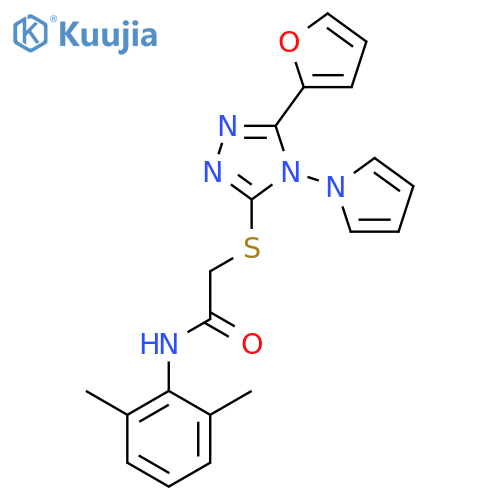 N-(2,6-dimethylphenyl)-2-{5-(furan-2-yl)-4-(1H-pyrrol-1-yl)-4H-1,2,4-triazol-3-ylsulfanyl}acetamide structure