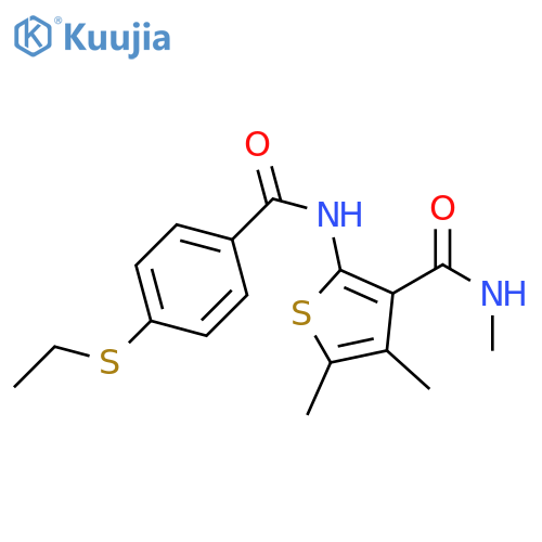 2-4-(ethylsulfanyl)benzamido-N,4,5-trimethylthiophene-3-carboxamide structure