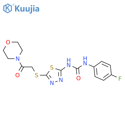 1-(4-fluorophenyl)-3-(5-{2-(morpholin-4-yl)-2-oxoethylsulfanyl}-1,3,4-thiadiazol-2-yl)urea structure