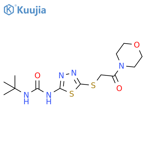 3-tert-butyl-1-(5-{2-(morpholin-4-yl)-2-oxoethylsulfanyl}-1,3,4-thiadiazol-2-yl)urea structure