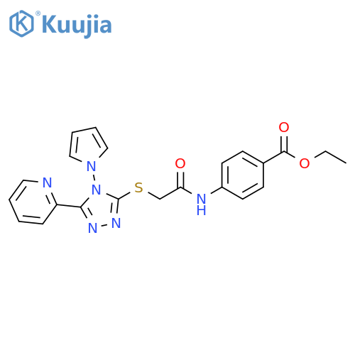 ethyl 4-(2-{5-(pyridin-2-yl)-4-(1H-pyrrol-1-yl)-4H-1,2,4-triazol-3-ylsulfanyl}acetamido)benzoate structure