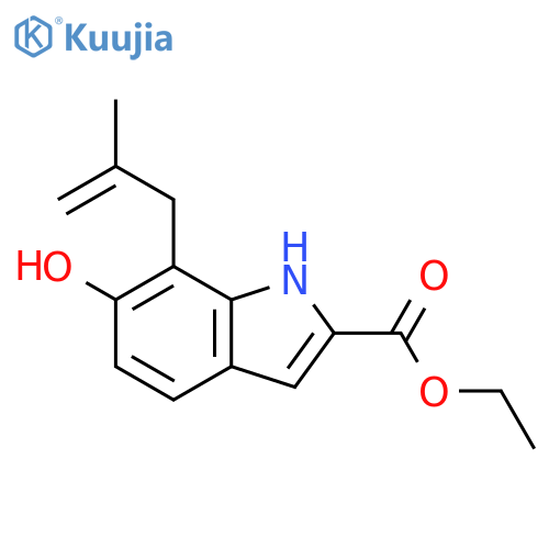 1H-Indole-2-carboxylic acid, 6-hydroxy-7-(2-methyl-2-propen-1-yl)-, ethyl ester structure