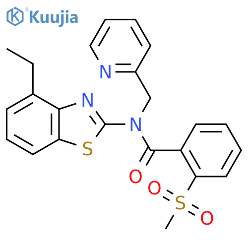 N-(4-ethyl-1,3-benzothiazol-2-yl)-2-methanesulfonyl-N-(pyridin-2-yl)methylbenzamide structure