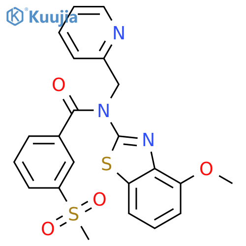 3-methanesulfonyl-N-(4-methoxy-1,3-benzothiazol-2-yl)-N-(pyridin-2-yl)methylbenzamide structure
