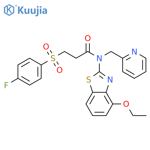 N-(4-ethoxy-1,3-benzothiazol-2-yl)-3-(4-fluorobenzenesulfonyl)-N-(pyridin-2-yl)methylpropanamide structure