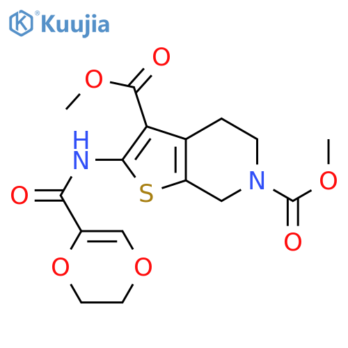 3,6-dimethyl 2-(5,6-dihydro-1,4-dioxine-2-amido)-4H,5H,6H,7H-thieno2,3-cpyridine-3,6-dicarboxylate structure