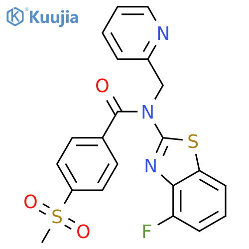 N-(4-fluoro-1,3-benzothiazol-2-yl)-4-methanesulfonyl-N-(pyridin-2-yl)methylbenzamide structure