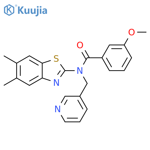 N-(5,6-dimethyl-1,3-benzothiazol-2-yl)-3-methoxy-N-(pyridin-3-yl)methylbenzamide structure