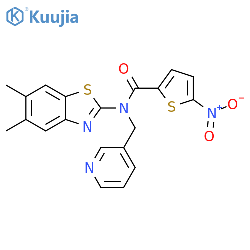 N-(5,6-dimethyl-1,3-benzothiazol-2-yl)-5-nitro-N-(pyridin-3-yl)methylthiophene-2-carboxamide structure