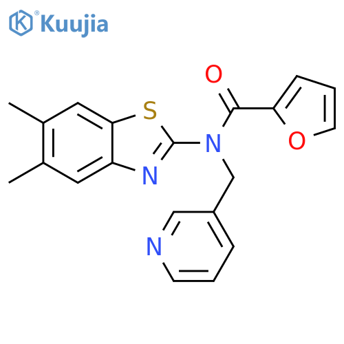 N-(5,6-dimethyl-1,3-benzothiazol-2-yl)-N-(pyridin-3-yl)methylfuran-2-carboxamide structure