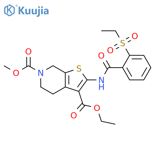 3-ethyl 6-methyl 2-2-(ethanesulfonyl)benzamido-4H,5H,6H,7H-thieno2,3-cpyridine-3,6-dicarboxylate structure
