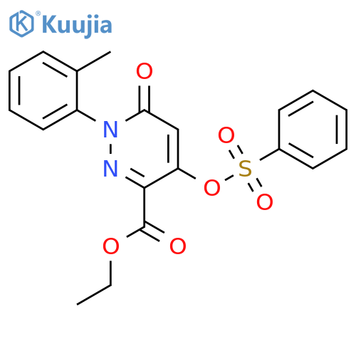 ethyl 4-(benzenesulfonyl)oxy-1-(2-methylphenyl)-6-oxo-1,6-dihydropyridazine-3-carboxylate structure