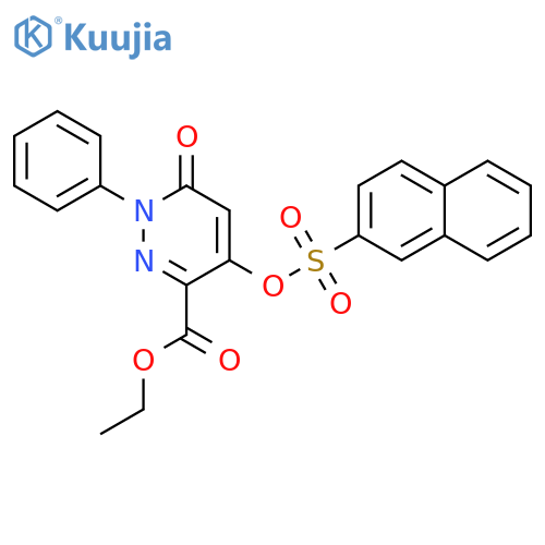 ethyl 4-(naphthalene-2-sulfonyl)oxy-6-oxo-1-phenyl-1,6-dihydropyridazine-3-carboxylate structure