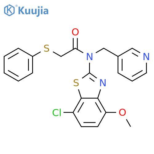 N-(7-chloro-4-methoxy-1,3-benzothiazol-2-yl)-2-(phenylsulfanyl)-N-(pyridin-3-yl)methylacetamide structure