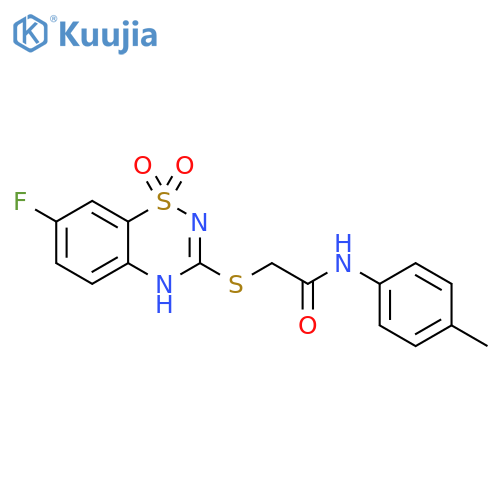 2-(7-fluoro-1,1-dioxo-4H-1lambda6,2,4-benzothiadiazin-3-yl)sulfanyl-N-(4-methylphenyl)acetamide structure