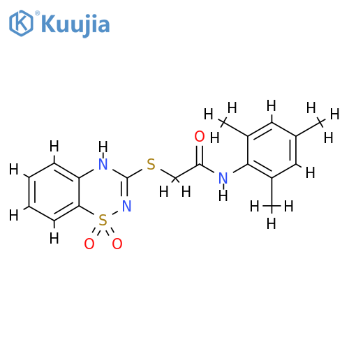 2-(1,1-dioxo-4H-1lambda6,2,4-benzothiadiazin-3-yl)sulfanyl-N-(2,4,6-trimethylphenyl)acetamide structure