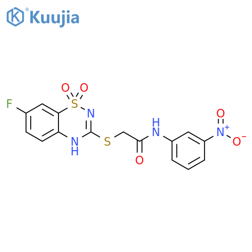 2-(7-fluoro-1,1-dioxo-4H-1lambda6,2,4-benzothiadiazin-3-yl)sulfanyl-N-(3-nitrophenyl)acetamide structure