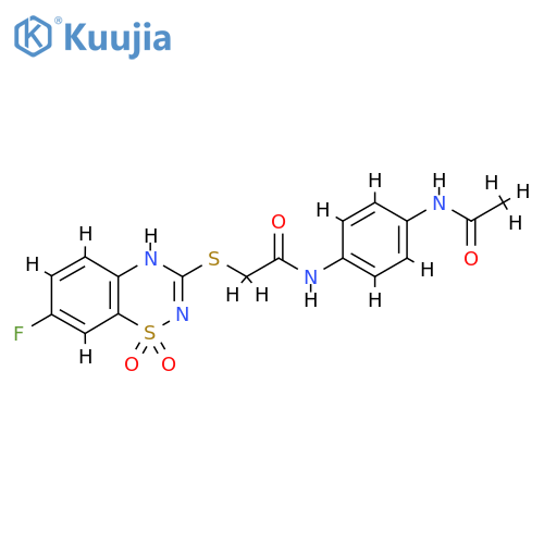N-(4-acetamidophenyl)-2-(7-fluoro-1,1-dioxo-4H-1lambda6,2,4-benzothiadiazin-3-yl)sulfanylacetamide structure