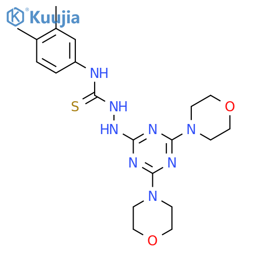 3-{4,6-bis(morpholin-4-yl)-1,3,5-triazin-2-ylamino}-1-(3,4-dimethylphenyl)thiourea structure