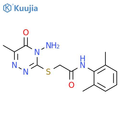 2-(4-amino-6-methyl-5-oxo-4,5-dihydro-1,2,4-triazin-3-yl)sulfanyl-N-(2,6-dimethylphenyl)acetamide structure
