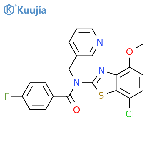 N-(7-chloro-4-methoxy-1,3-benzothiazol-2-yl)-4-fluoro-N-(pyridin-3-yl)methylbenzamide structure